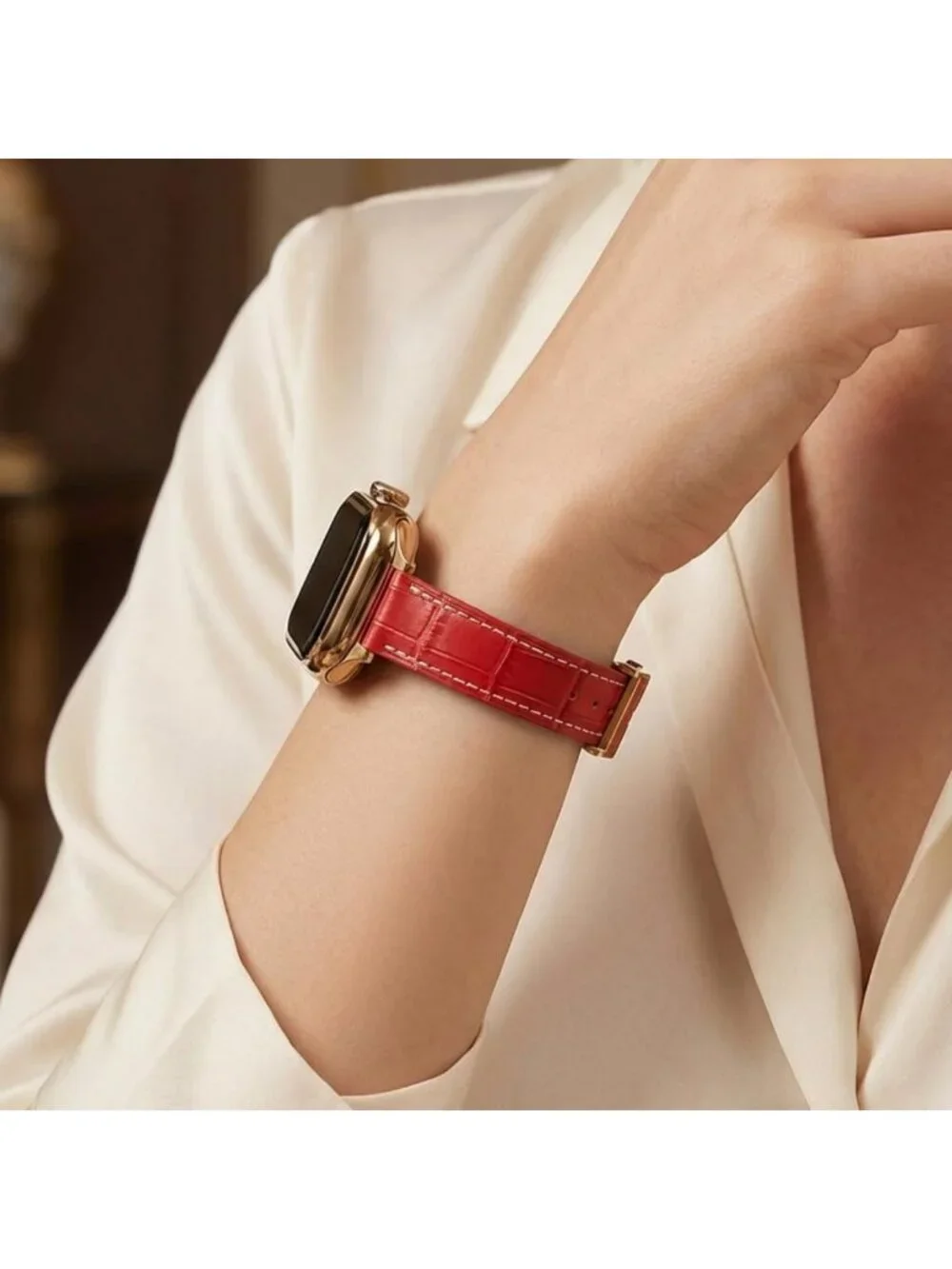 Stylish Slim Leather Band for Apple Watch | Iconic H Buckle Design, Durable